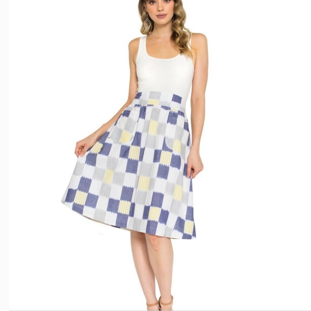 EUC Passion Lilie Sunshine Plaid Midi Skirt S